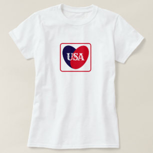 T-shirt Amour des États-Unis Patriotique Rouge Blanc Bleu
