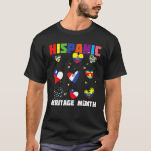 T-shirt Amour Drapeau Coeurs Race Hispanique Mois du patri