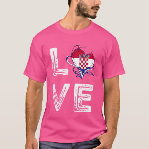 T-shirt Amour Drapeau Croate Fierté Croatie Racines Fière
