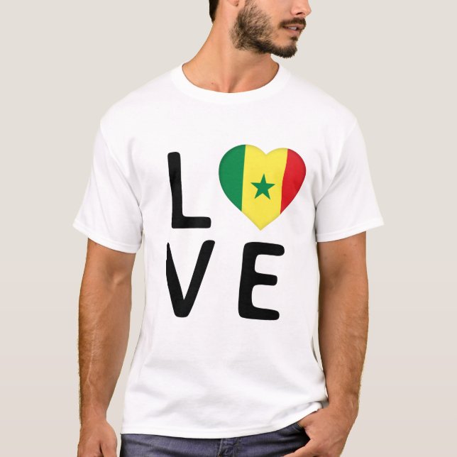 T-shirt Amour - Drapeau du Sénégal (Devant)