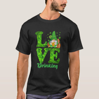 T-shirt Amour drôle Boire Gnome Beer Lover Happy St Part