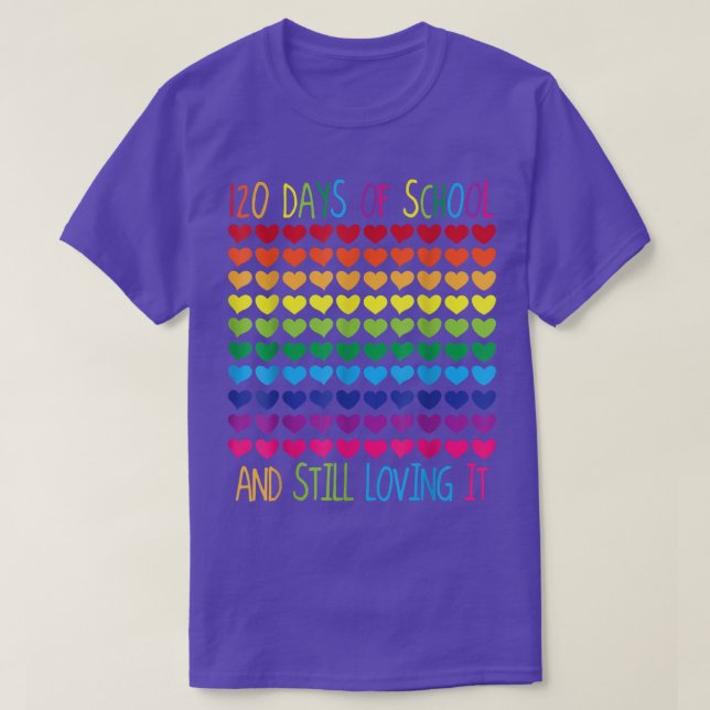 T-shirt Amour Du Coeur 120 Jours D'Enseignant Garçons Fill (Design devant)