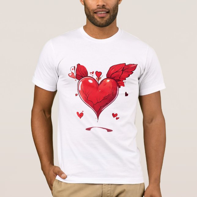 T-shirt Amour du coeur - Deux Coeurs du dessin (Devant)