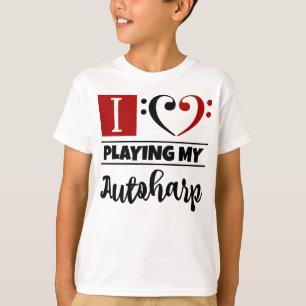 T-shirt Amour du coeur I de clef basse jouant mon Autoharp