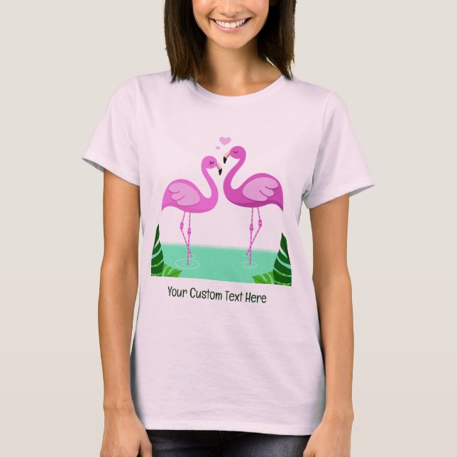 T-shirt Amour du Flamant rose de texte personnalisé (Devant)