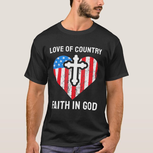 T-shirt Amour Du Pays Foi En Dieu (Devant)