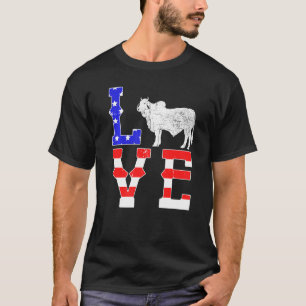 T-shirt Amour Elevage De Vaches Patriotiques Brahmanes