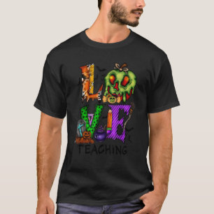 T-shirt Amour Enseigner Fantôme Citrouille Bat Effrayant H