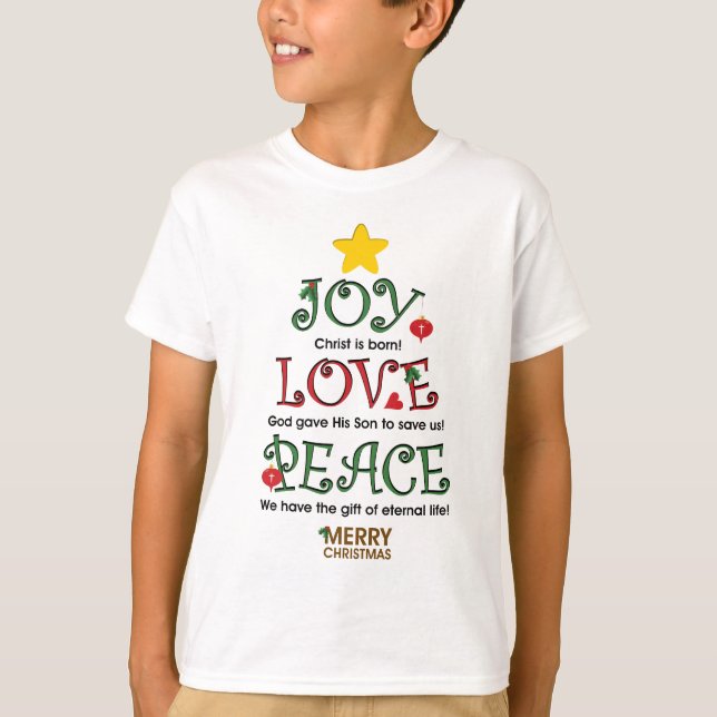 T-shirt Amour et paix chrétiens de joie de Noël (Devant)
