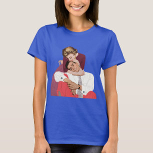T-shirt Amour et romance vintage, jeunes mariés en rose
