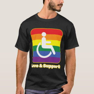 T-shirt Amour et soutien personne arc-en-ciel avec handica