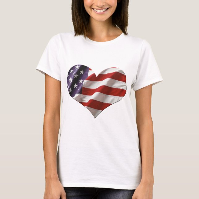 T-shirt Amour Etats-Unis de drapeau de coeur d'Amercan (Devant)