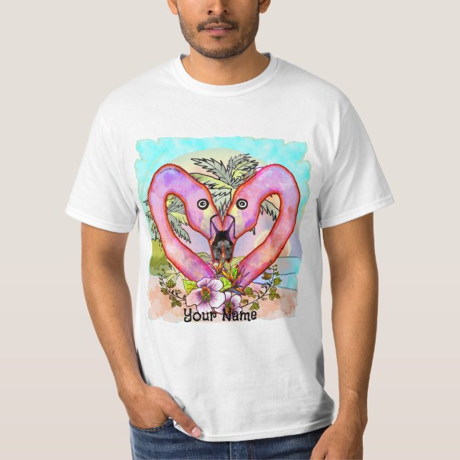T-shirt Amour Flamant rose (Devant)