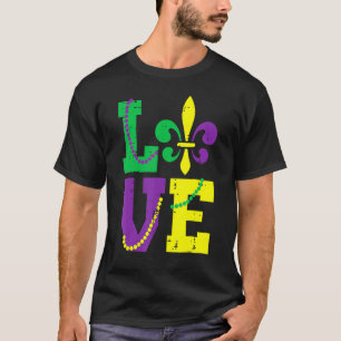 T-shirt Amour Fleur Lis Louisiana Mardi Gras Femmes Hommes