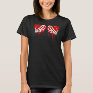 T-shirt Amour fou mal coeur cassé douleur coeur squelette