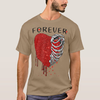 T-shirt Amour fou mal coeur cassé douleur coeur squelette