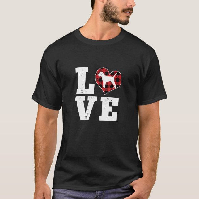 T-shirt Amour Frontière Terrier Amoureux des chiens Cadeau (Devant)