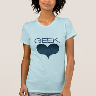 T-shirt Amour geek (Coeur) Tee clair pour femmes, Bleu fon
