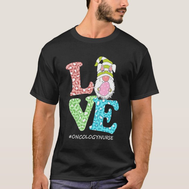 T-shirt Amour Gnome Oncologie Infirmière Leopard Joyeux jo (Devant)
