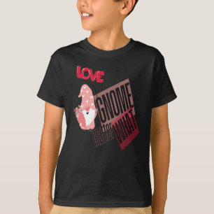 T-shirt Amour Gnome Quel Gnome Avec Sticker Balloon Fleurs