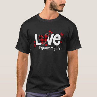 T-shirt AMOUR Grammy Life Buffalo Plaid Red Flannel Coeur