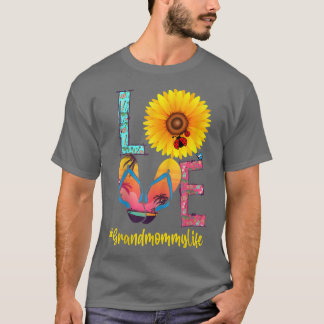 T-shirt Amour Grand-maman Vie Flip Flops Hippie Tournesol
