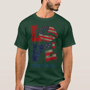 T-shirt Amour Grand-mère Vie Baise Lèvres Drapeau américai