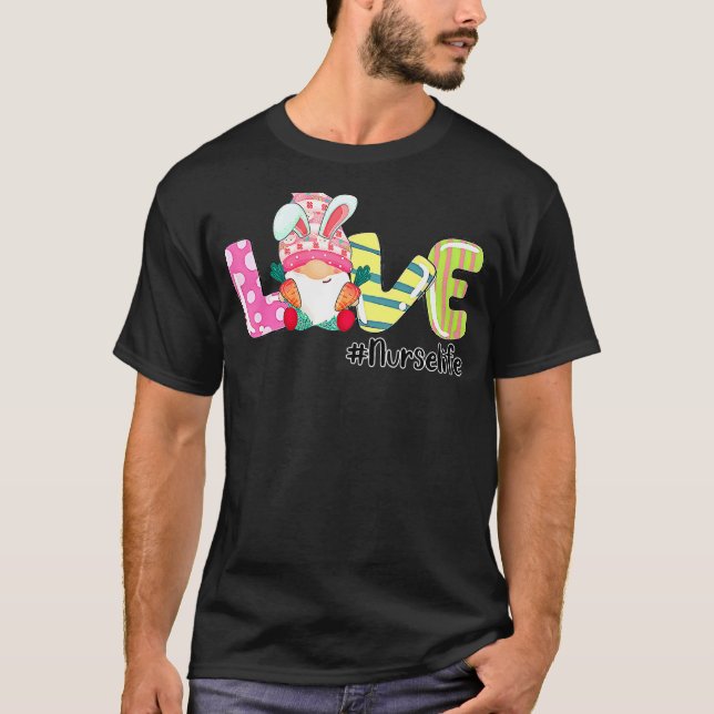 T-shirt Amour Infirmière Lapin de Pâques Stethoscope Fête  (Devant)