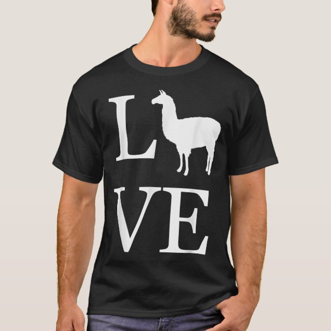 T-shirt Amour Lama Alpaga Silhouette Llamas Amoureux Propr (Devant)