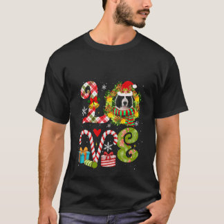 T-shirt Amour Landseer de Noël Portant Santa Hat Dog Owne