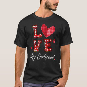 T-shirt Amour Ma Petite Amie Rouge Coeur Plaid Lumière Heu