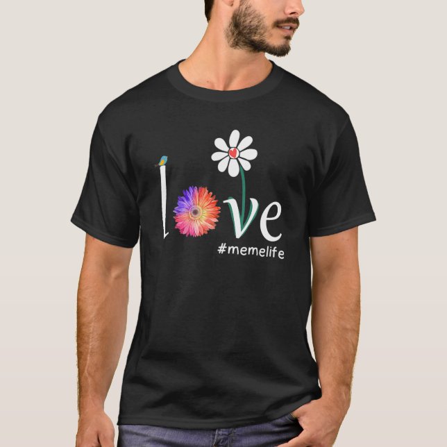 T-shirt Amour Memelife Aquarelle Fleur Oiseau Grandma Moth (Devant)