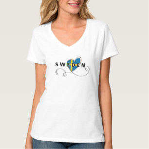 T-shirt Amour Moderne Drapeau Suède Souvenir Suédois