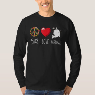 T-shirt Amour Narwhal Paix Océan Mammifère Baleine Eau Poi