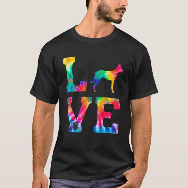 T-shirt Amour Néerlandais Berger Tie Dye Chien Maman Papa (Devant)