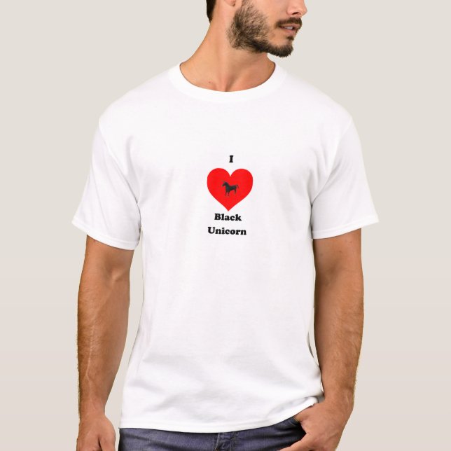 T-shirt Amour noir de licorne (Devant)
