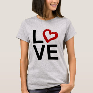 T-shirt AMOUR, noir et blanc avec le coeur esquissé rouge