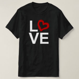 T-shirt AMOUR, noir et blanc avec le coeur esquissé rouge