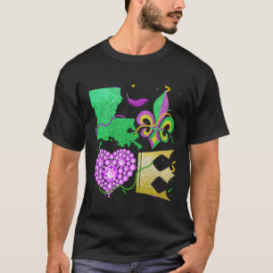 T-shirt Amour Nola Louisiane Carte Perles Et Couronne Mard