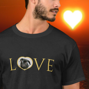 T-shirt Amour   O photo de coeur personnalisée Faux or
