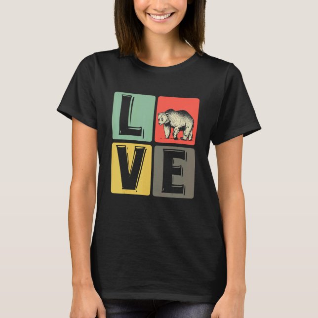 T-shirt Amour Ours Belle Coeur Ours Brown (Devant)