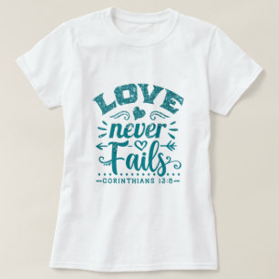 T-Shirt Amour Paillettes Vert Bleu Clair N'échoue 
