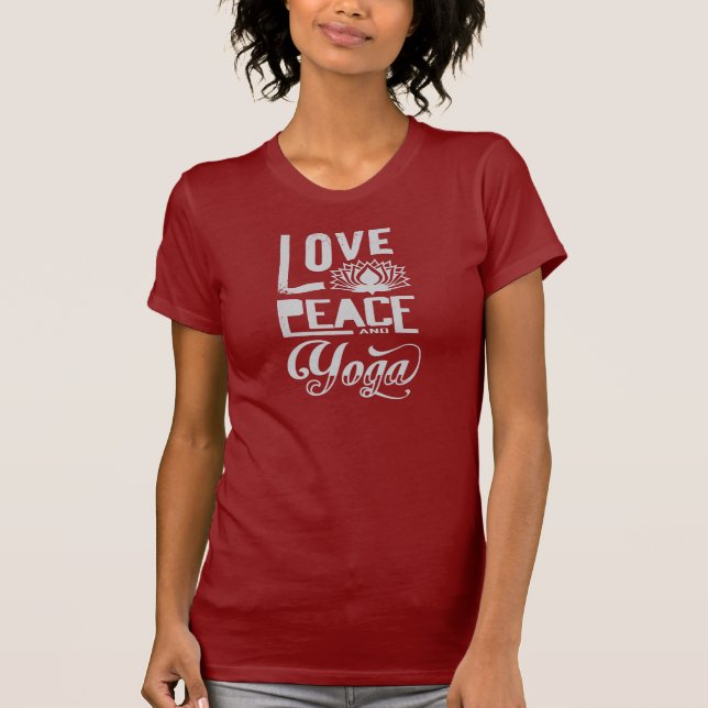 T-shirt Amour, paix et yoga (Devant)