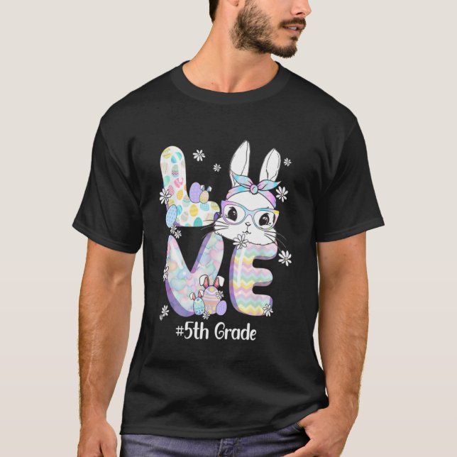 T-shirt Amour Pâques 5e année Enseignant Bunny mignon Visa (Devant)