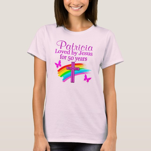 T-SHIRT AMOUR PERSONNALISÉE PAR JÉSUS 50E ANNIVERSAIRE (Devant)