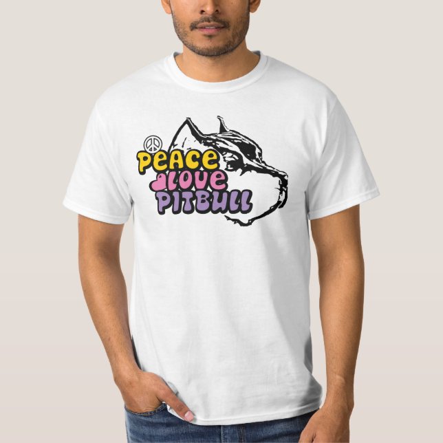 T-shirt Amour Pitbull, anti BSL de paix (Devant)