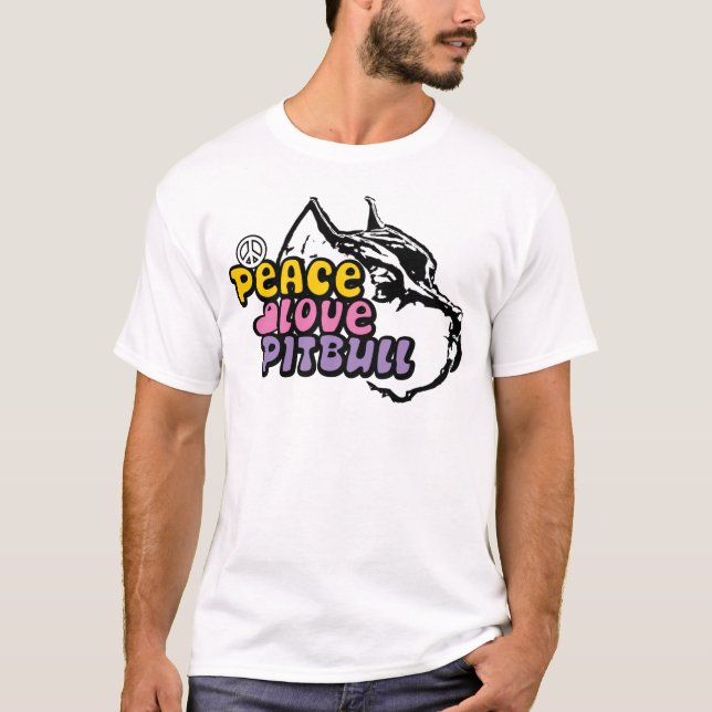 T-shirt Amour Pitbull, anti BSL de paix (Devant)