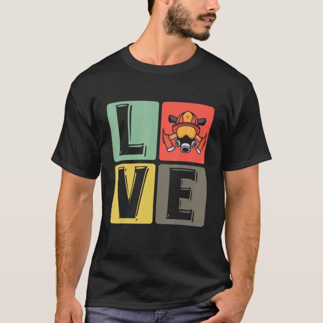 T-shirt Amour Pompier Service d'incendie Fighter Pompier (Devant)