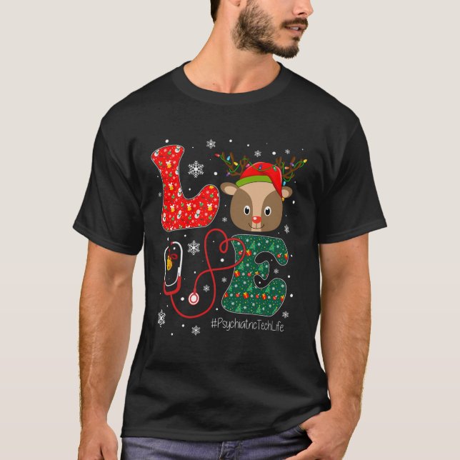 T-shirt Amour Psychiatrique Technicien de la Vie Noël Re (Devant)