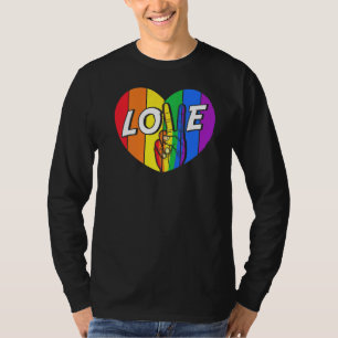 T-shirt Amour Rainbow Heart Lgbtq Lesbian Gay pride Homose